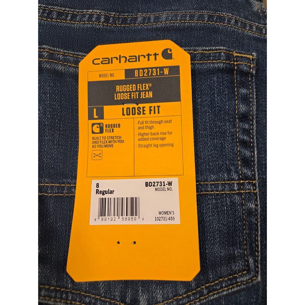 Carhartt NWT Jeans Womens 8 Rugged Flex Loose Fit Dark Wash BD2731-W - Picture 3 of 7